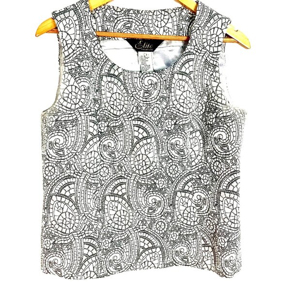 Elite Champagne 2 PC Blazer Shell Silver Brocade Mother of Bride Church Size 10 - Picture 6 of 10